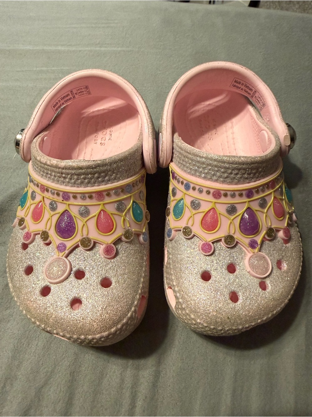 Toddler Pink Glitter Jewel Crocs - size 6